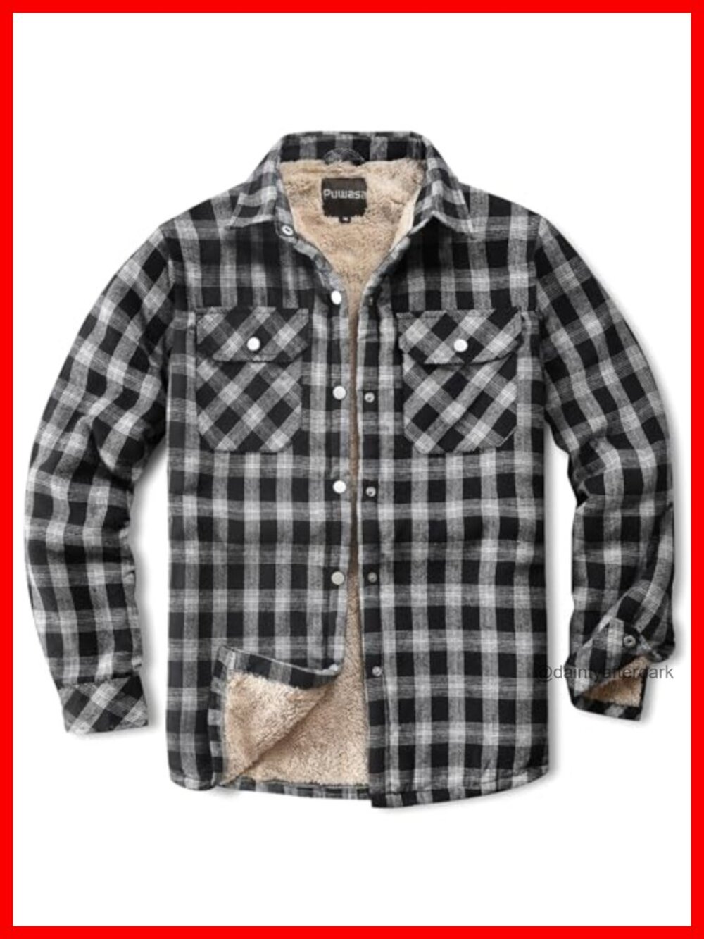 Cotton Plaid Flannel Sherpa Lined Button Down Jacket